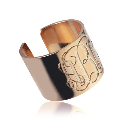Engraved Monogram Cuff Ring Rose Gold With My Engraved