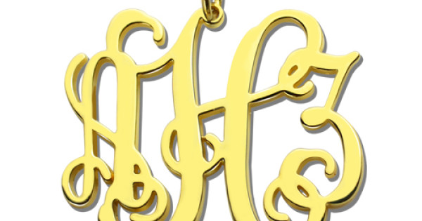 Solid gold deals monogram necklace