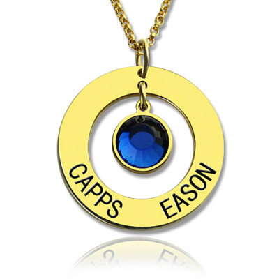 Personalised Circle Name Necklace With Birthstone 18ct Gold Plated Silver  - By The Name Necklace;