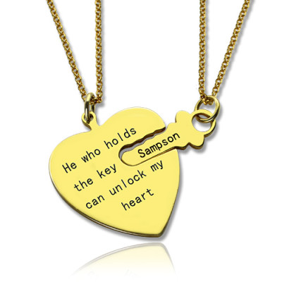 He Who Holds the Key Couple Necklaces Set 18ct Gold Plated - By The Name Necklace;