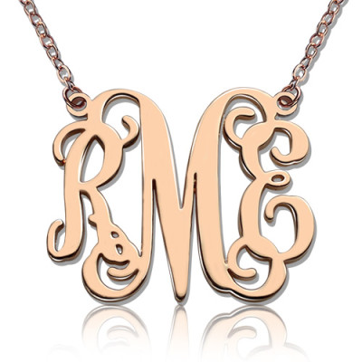 Custom 18ct Rose Gold Plated Monogram Initial Necklace - By The Name Necklace;