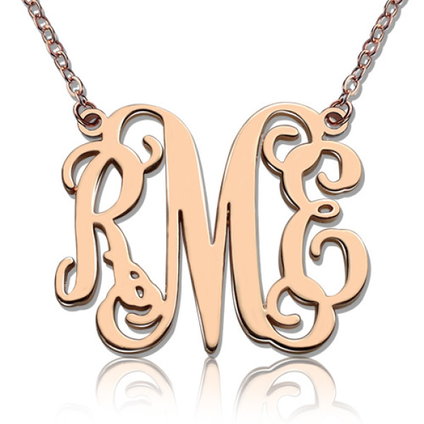 Custom Rose Gold Plated Monogram Initial Necklace, 18ct