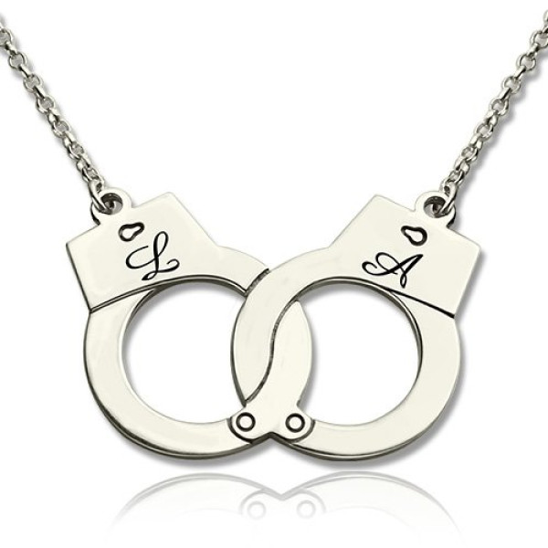 Silver Sterling Handcuff Couple Necklace