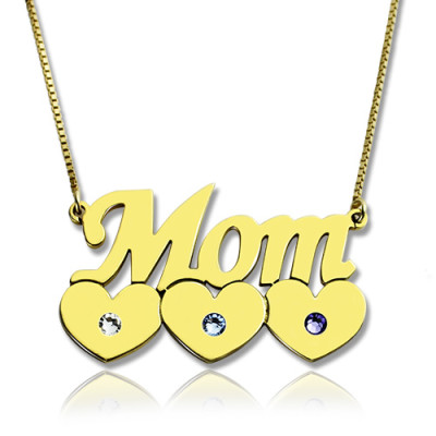 18k Gold-Plated Personalised Mother's Necklace with Children's Birthstones