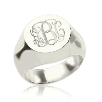 Personalised Monogrammed Signet Ring - Sterling Silver Engraved Ring