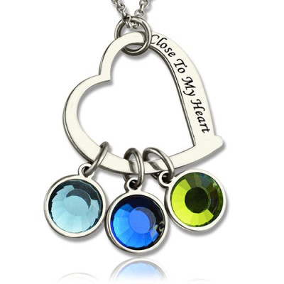 Personalised"Open Heart" Promise Necklace with Birthstone