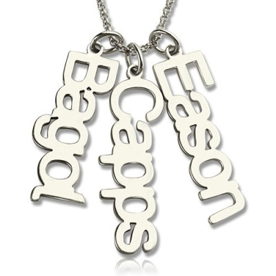 Personalised Engraved Sterling Silver Vertical Multi Names Necklace