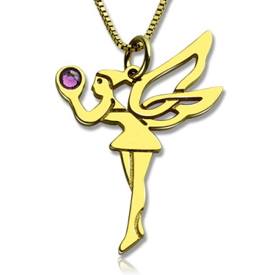 Fairy Birthstone Necklace for Girlfriend 18ct Gold Plated Silver 925  - By The Name Necklace;