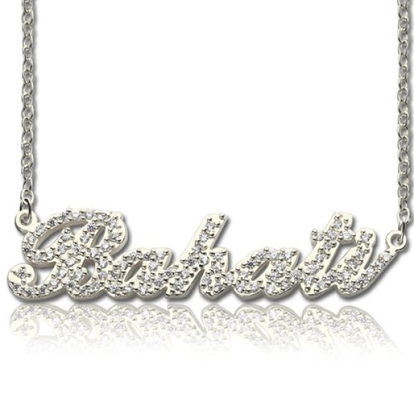 Sterling Silver Customisable Carrie Name Necklace with Full Birthstone