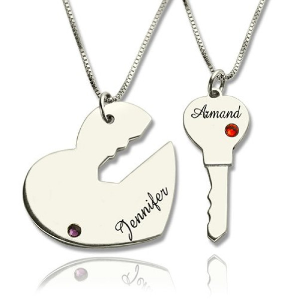 Personalised Name Pendant Set - Key to Your Heart Gift for Couples