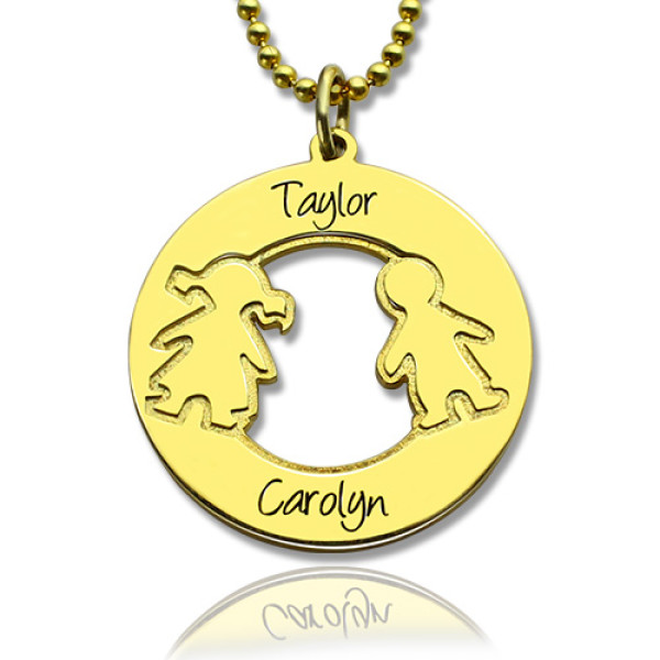 18ct Gold Plated Silver925 Circle Necklace with engraved Children's Name Charms