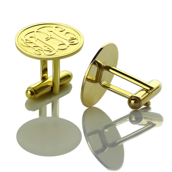18ct Gold Plated Custom Engraved Cufflinks with Monogram