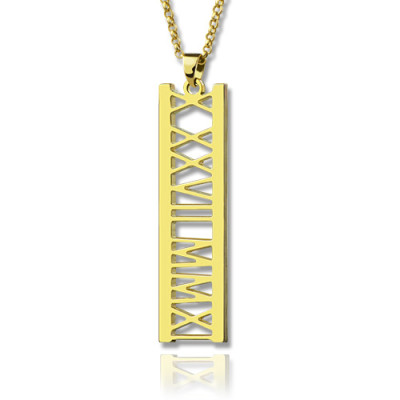 18ct Gold Plated Vertical Roman Bar Necklace