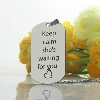 Custom His and Hers Sterling Silver Dog Tag Couple Necklaces