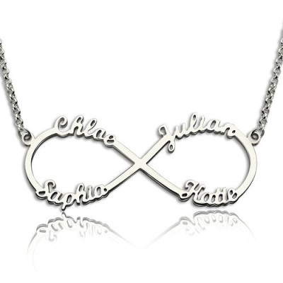 Sterling Silver Infinity Symbol Necklace 4 Names - By The Name Necklace;