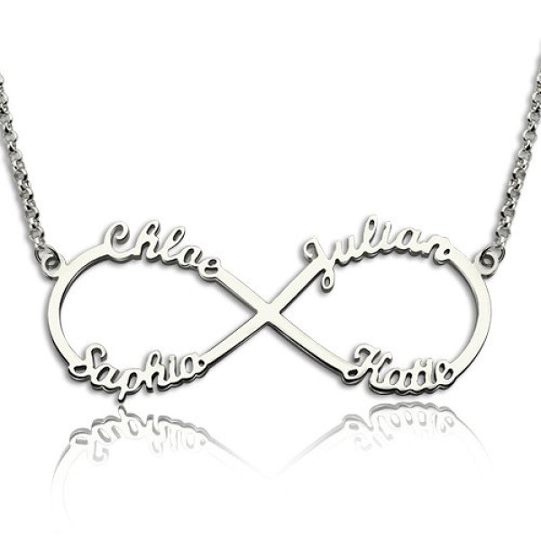 Personalised Sterling Silver Infinity Necklace with up to 4 Names