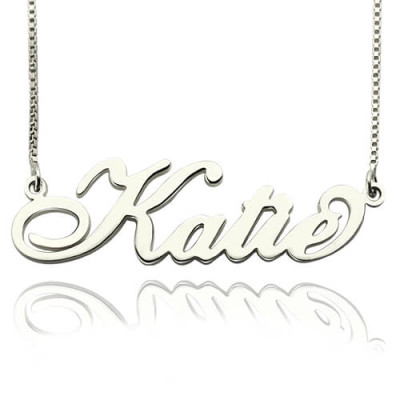 Personalised Nameplate Necklace Carrie Stering Silver - By The Name Necklace;