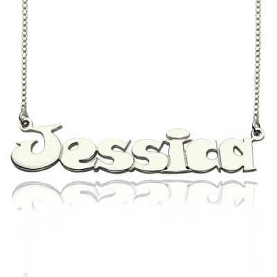 Kids Comic Name Necklace Sterling Silver - By The Name Necklace;