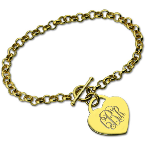 Personalised 18ct Gold Plated Monogram Heart Charm Bracelets