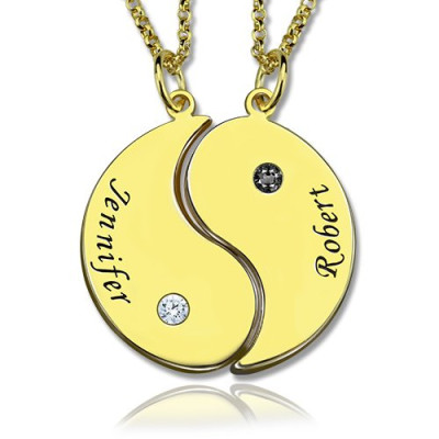 Yin Yang Necklaces Set for Couples or Friend 18ct Gold Plated - By The Name Necklace;