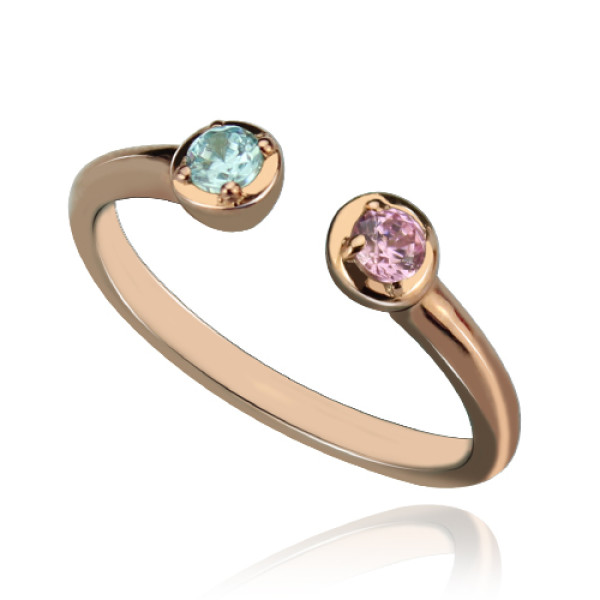 18ct Rose Gold Plated Silver Dual Birthstone Ring