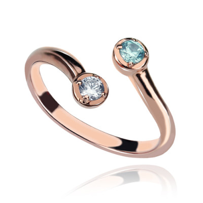18ct Rose Gold Plated Dual Birthstone Ring