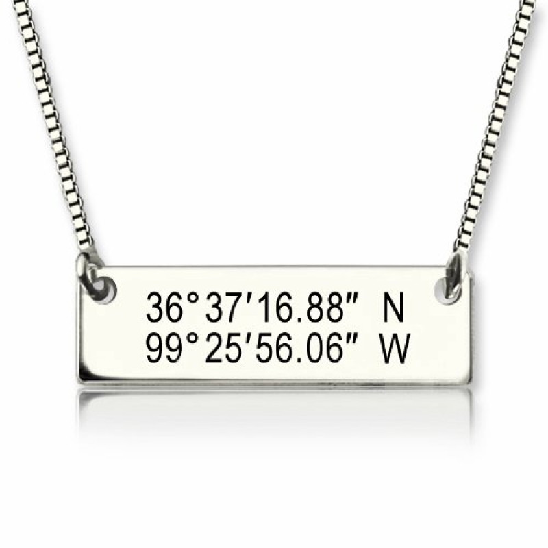 Latitude and longitude sale necklace sterling silver