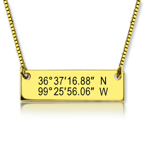 18ct Gold Plated GPS Nautical Map Coordinates Necklace