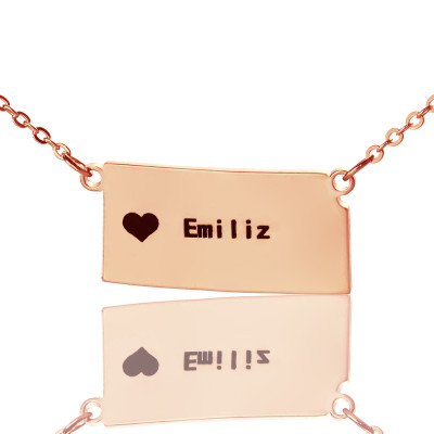 Custom Kansas State Shaped Necklaces With Heart  Name Rose Gold - By The Name Necklace;