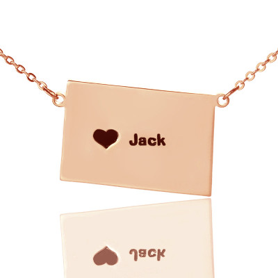 Custom Colorado State Shaped Necklaces With Heart  Name Rose Gold - By The Name Necklace;
