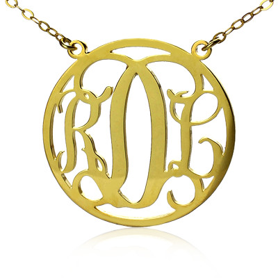 Circle 18ct Solid Gold Initial Monogram Name Necklace - By The Name Necklace;