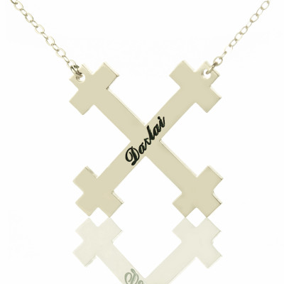 Silver Julian Cross Personalised Name Necklace Troubadour Cross Jewellery