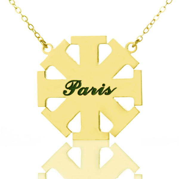 Personalised Cross Necklace with Name - 18k Gold Plated Sterling Silver