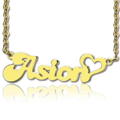 Personalised Gold Heart Name Necklace with BANANA Font