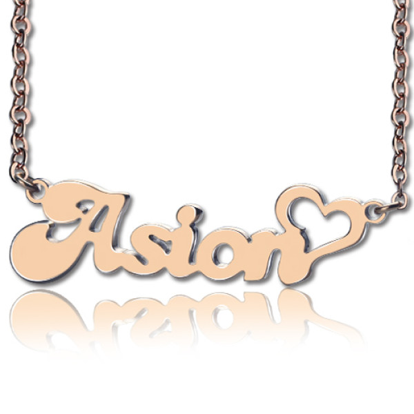 Personalised Heart-Shaped Name Necklace with BANANA Font in 18ct Rose Gold Plating