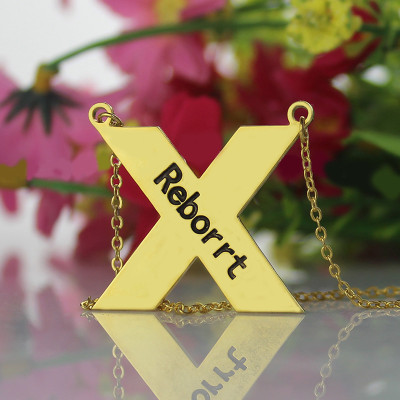 18ct Gold Plated Silver Personalised St. Andrew Cross Name Necklace