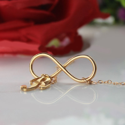 Rose Gold Plated Infinity Initial Pendant Necklace