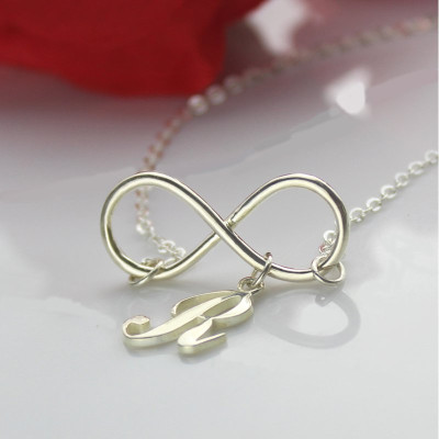 Silver Initial Letter Infinity Necklace Charm Jewellery
