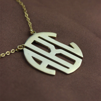 18ct Solid Gold Initial Block Monogram Necklace Pendant