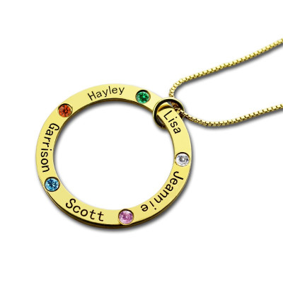 Personalised Gold Name Necklace for Mom - Family Circle Gift Idea