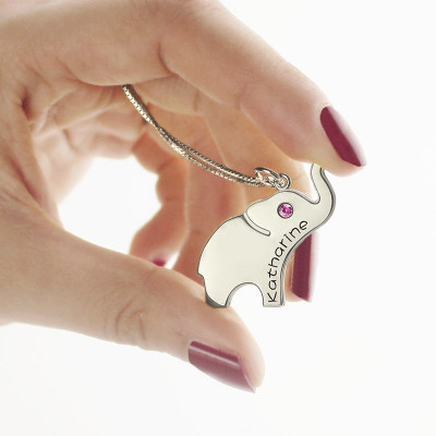 Personalised Elephant Necklace with Name Engraving - Perfect Good Luck Gift