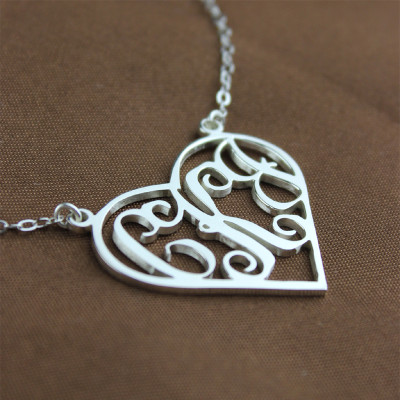Custom White Gold Heart Necklace Initial Monogrammed Jewellery