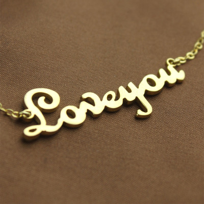 Custom 18K Gold Plated French Font "I Love You" Name Necklace