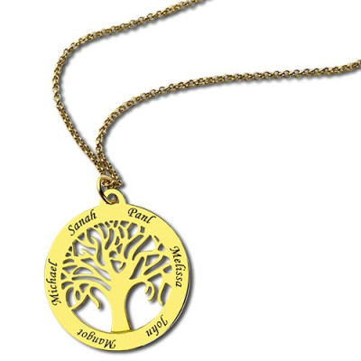 Personalised Family Name 18ct Gold Plated Tree of Life Necklace