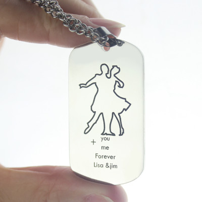Personalised Dog Tag Necklace with Dancing Design