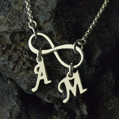 Custom Double Initial Sterling Silver Infinity Necklace