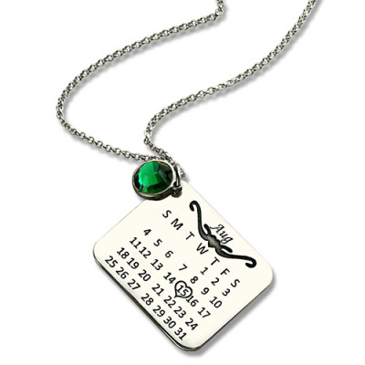 Personalised Sterling Silver Birthstone Birthday Calendar Necklace Gifts