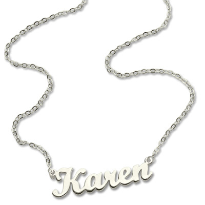 Personalised 18ct White Gold Plated Engraved Name Necklace