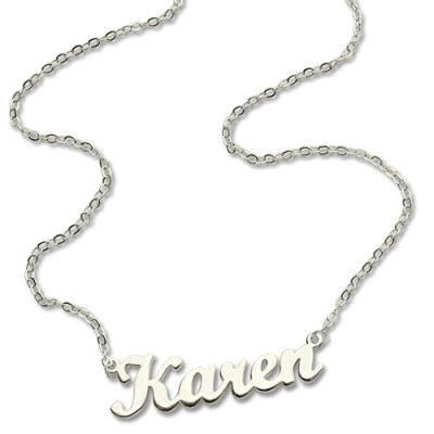 Custom Engraved Script Name Necklace Sterling Silver