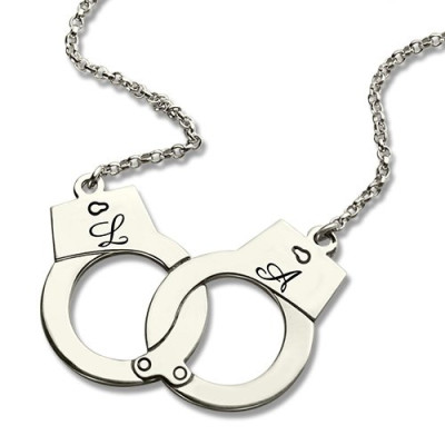 Silver Sterling Handcuff Couple Necklace
